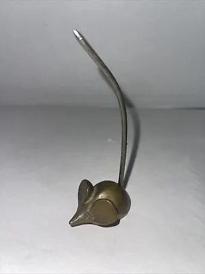 Vintage Brass Mouse Ring Receipt Note Holder Long Tail Paper Weight Patina • $21.55