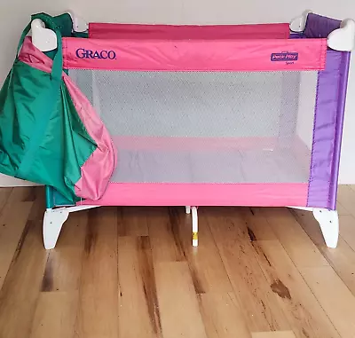 VTG Graco Pack N Play Sport Playpen W/Bag 1990s Pastel Baby Toddler 117-75 • $189.62