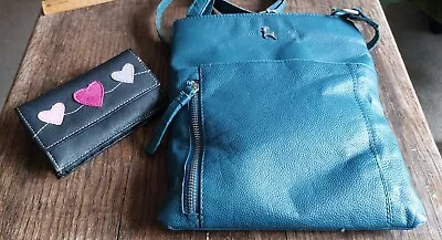 Ashwood Blueleather Bag/ Fabretti Leather Heart Purse. • £6.50