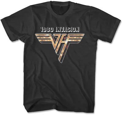 Official Van Halen Invasion Gold Logo Mens Black T Shirt Van Halen Classic Tee • £14.50