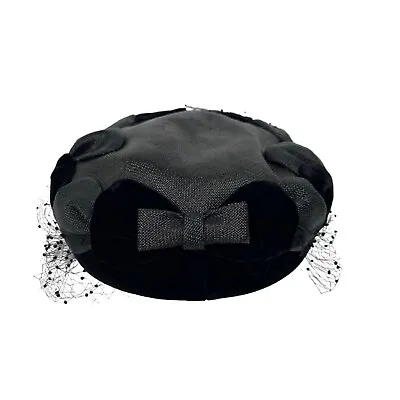 Helen Joyce New York Hat Womens Millinery Black Veil Velvet Vintage • $26.91