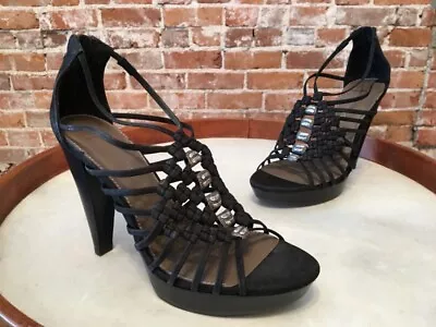 B Makowsky Anna Black Strappy Platform High Heel Sandals New • $24.95