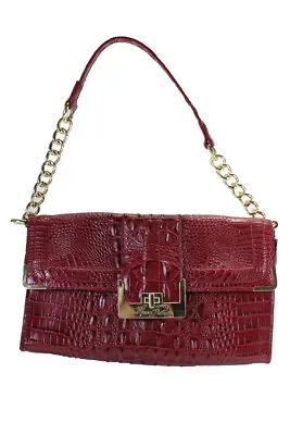 Marc Fisher Womens Single Strap Crocodile Embossed Shoulder Handbag Red Leather • $34.01