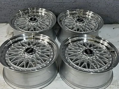 18  BBS Style WHEELS 18X8 +35 5X112/5X114.3 SILVER MACHINED LIP W883 RIMS SET 4 • $1299