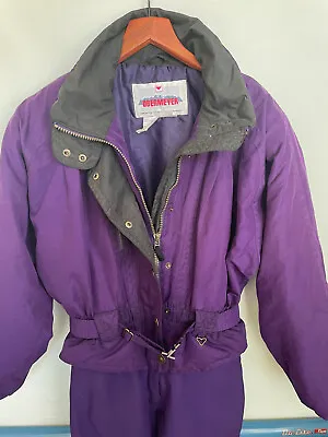 Vintage Obermeyer Ski Suit Womens 14 Snowsuit Jumpsuit Polyester Purple 90s • $45