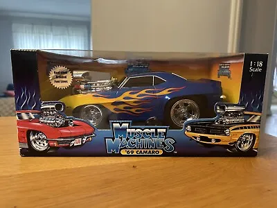 Muscle Machine ‘69 Camaro Blue With Flames Die Cast 1: 18 Scale -New • $45