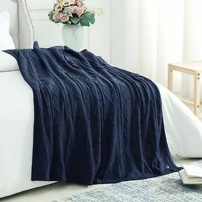 Throw Reversible Fur Blanket Knit Sherpa Home Cozy Knitted Sofa Bed • £55.10