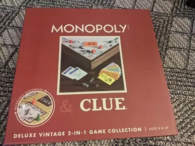 New In Box Monopoly/Clue Vintage Deluxe Edition English Board Game Limited Wood • $69.50