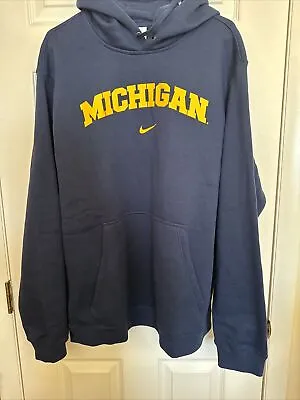 Michigan Wolverines Club Fleece Men's Size XXL Nike College Hoodie Blue/Maize • $55