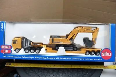 £32.99 • Buy Siku 1/87 Heavy Haulage Flat Bed Trailer & Excavator Excellent Mint Boxed 1847