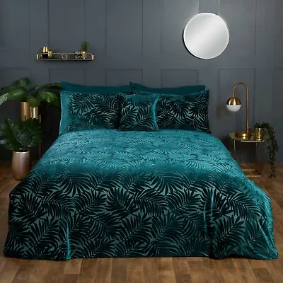 Paloma Velvet Cutwork Jacquard Duvet Quilt Cover Bedding Set Emerald • £33.26