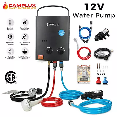 Camplux 5L Portable LPG Gas Water Heater Pump Kit Outdoor RV Instant Hot Shower • $209.99