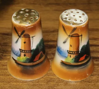 Vintage Japanese Hand Painted Windmill Salt And Pepper Shakers Rounded • $5.76