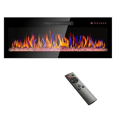 42 Inch Recessed Ultra Thin Tempered Glass Front Wall Mounted Electric Fireplace • $157