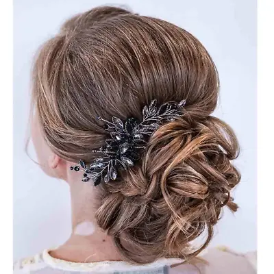 Black Wedding Hair Comb Rhinestones Opal Crystal Vintage Bridal Hair Clips Bride • $21.24