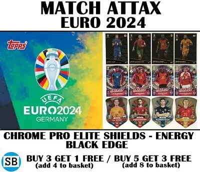 Match Attax EURO 2024 Cards - Pro Elite Chrome X - Black Edge - Energy Cards • £17.95