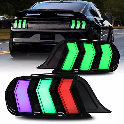 RGB LED Tail Lights For Ford Mustang 2015-2023 Euro Smoked Animation Rear Lamps • $675.99