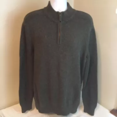 Eddie Bauer Mens Sweater Green 100% Cotton XLT Tall 1/4 Zip Free Shipping! • $18.99