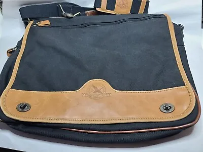 Eddie Bauer Outdoor Outfitter Shoulder Laptop Bag Canvas/ Leather  Black • $15.49