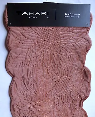 TAHARI Quilted Sunflower TABLE RUNNER Dk Dusty Rose Velvet 15 X 49  • $32.95