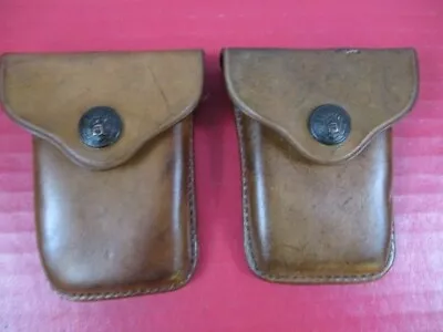 WWI US Army M1910 Leather Garrison Belt Pouch Set W/Eagle Snap - RIA 1915 XLNT 4 • $119.99