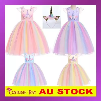 $9.95 • Buy Kids Girls Flower Girl Unicorn Princess Dress Tutu Formal Wedding Birthday Party