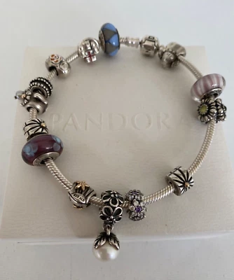 $235 • Buy Pandora Sterling Silver Multi Charm Bracelet 23 Cms