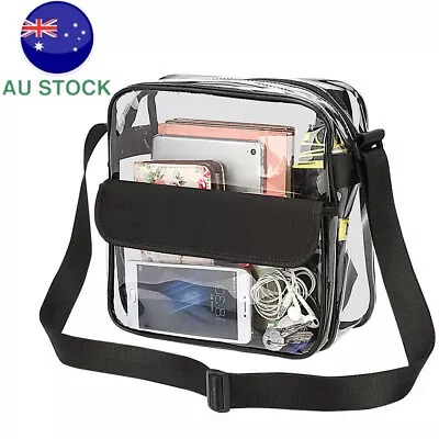 HOT Clear Plastic Tote Bag Women Transparent Handbag Zip Purse Stadium Crossbody • $16.29