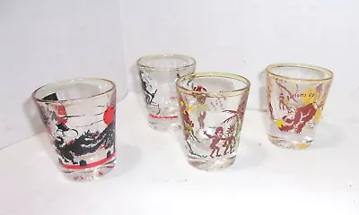 Vintage Novelty Shot Glass Lot MONKEYS Bottoms Up” & Tribesman Down The Hatch • $20