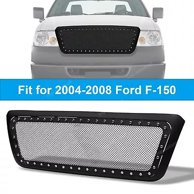 Grille For 2004-2008 Ford F150 Front Bumper Grill Hood Mesh Style Gloss Black • $84.50