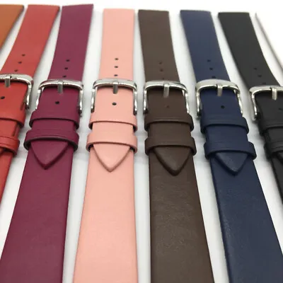 £2.39 • Buy 12/14/16/18/20/22mm Watch Band Strap Cow Leather Replacement Wristband Men Women