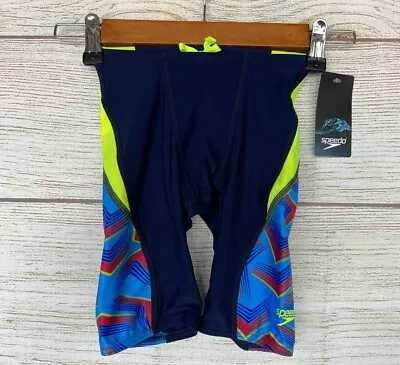 Speedo Jammer Mens Size 22 Blue Multi Color Play The Angles Swim Jammer New  • $22.45