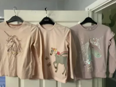 3 Girls Tops Sweatshirt Horses/unicorns 6-7 Years Pink Peach  • £8