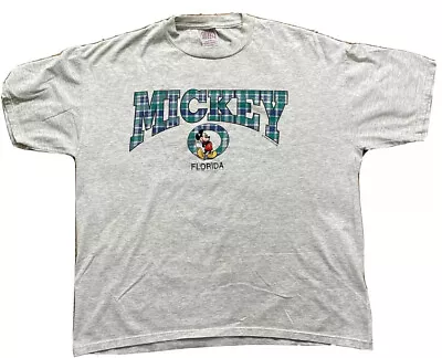 Vintage Mickey Mouse Disney World Florida T-Shirt Men’s L Spell Out USA Stitch • $27.94