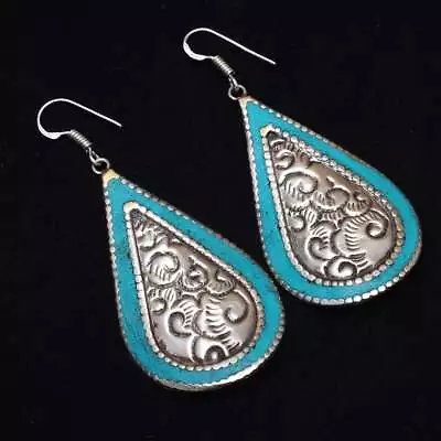 Tibetan Turquoise Handmade Drop Dangle Earrings Jewelry 2.72  AE-13887 • $3.99