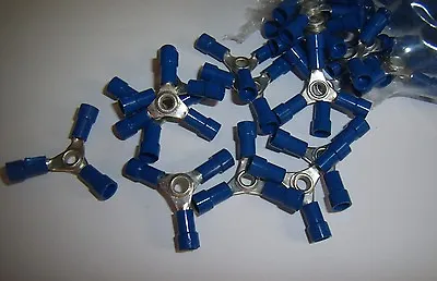 (20) 3 Way Wire Butt Connectors Blue Vinyl 16-14 Gauge AWG Ga Crimp On Terminals • $8.97