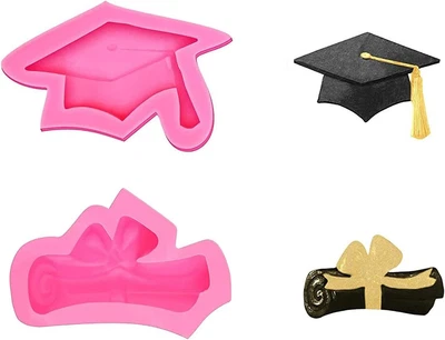 $14.88 • Buy Graduation Cap Diploma Silicone Mold Fondant Chocolate Candy Soap Ice Cube Clay 