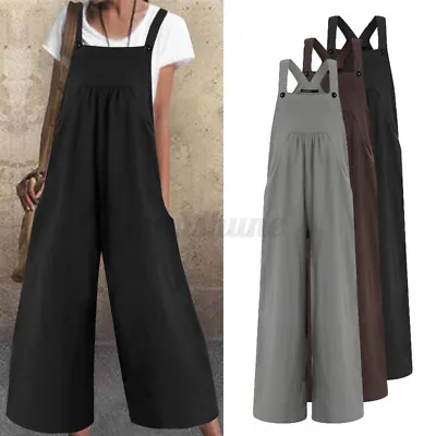 £12.99 • Buy UK STOCK Womens Baggy Harem Dungarees Casual Strappy Jumpsuits Wide Leg Overalls