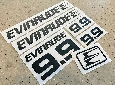 Evinrude Vintage 9.9 HP Outboard Motor Decals Black Vinyl + FREE Fish Decal! • $14