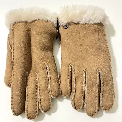 UGG Gloves Women's Sheepskin *FLAWS* Chestnut Tan Brown Small Fur Lined • £49.41