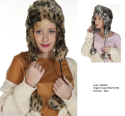 New Unisex Winter Leopard Printed Skin Trapper Fur Hat Winter  Snow Leopard Hats • £9.99
