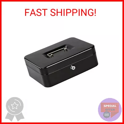 Jssmst Locking Large Metal Cash Box With Money TrayLock BoxBlack • $19.52