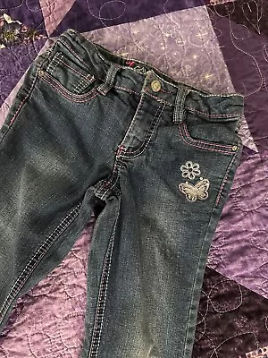 GIRLS Z CAVARICCI JEANS SIZE 6 Daisy Detail Butterfly / Rhinestone Details • $5.45