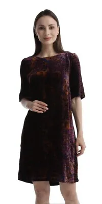 CISULI Pure Silk Velvet  Short Sleeves Elegant Spring  Printed Pattern Dress • £4.99