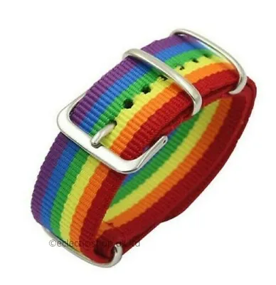 Pride Buckle Rainbow Bracelet Gay LGBT Flag Fabric Wristband LGBTQ • £2.75