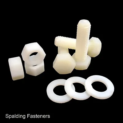 Metric Nylon Plastic Bolts  Nuts & Washers M5M6M8M10& M12 • £2.94