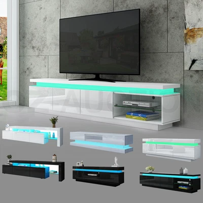$289.95 • Buy RGB LED TV Stand Cabinet High Gloss Wooden Entertainment Unit Storage Shelf