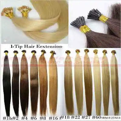 Remy Human Hair Extensions Hot Keratin Fusion I Stick Tip 16 18 20 22  100S/200S • $31.67