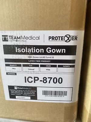 100 Pcs Team Medical ICP-8700 Isolation Gowns Level 2 -White- Universal Size • $39