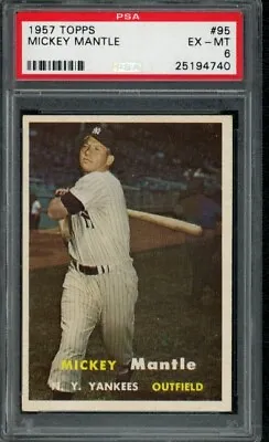 1957 Topps Baseball #95  Mickey Mantle -   Psa 6  Ex-mt    Yankees - (sloth55) • $1849.95